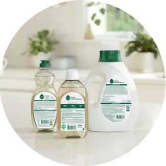 Three Seventh Generation projects on a counter showing the back of pack and the ingredients