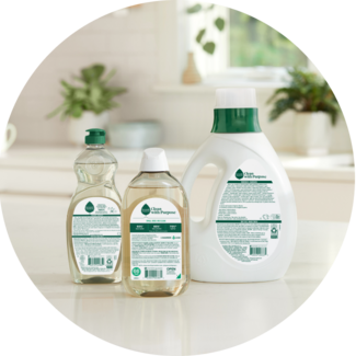 Three Seventh Generation projects on a counter showing the back of pack and the ingredients