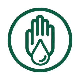 Hand with drop to represent Hypoallergenic icon
