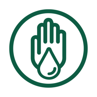 Hand with drop to represent Hypoallergenic icon