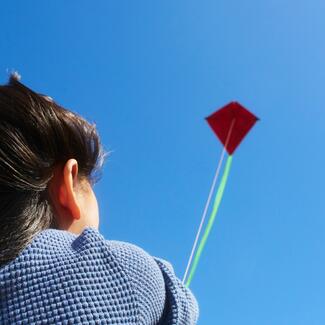 Child flying kite