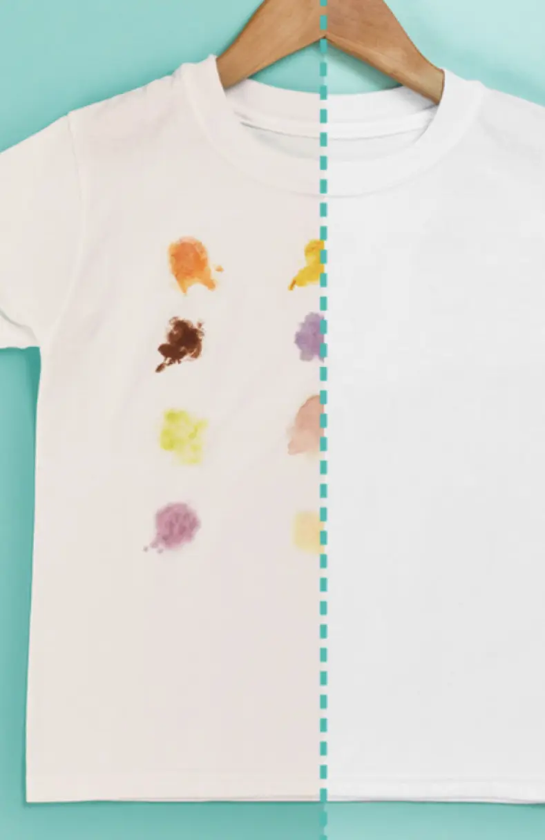 t-shirt showing before and after of stains